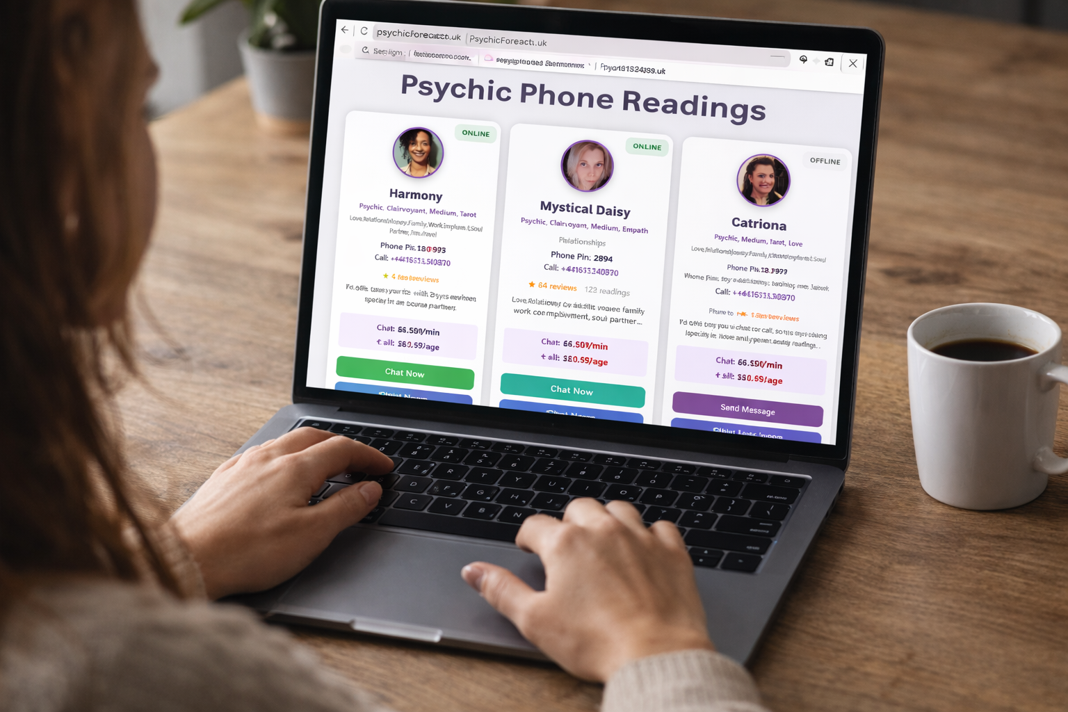 Phone psychic readings UK on Psychic Forecast from laptop and mobile