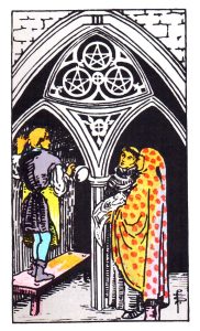 Three of Pentacles meaning for upright and reversed positions using the Rider-Waite tarot deck.