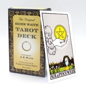 Ace of Pentacles meanin for both upright and reversed position using the Rider Waite tarot deck.