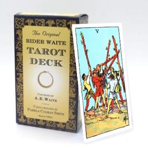 Five of Wands meaning for upright and reversed positions using the Rider-Waite tarot deck.