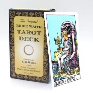 Queen of Cups meaning for upright and reversed positions using the Rider-Waite tarot deck.