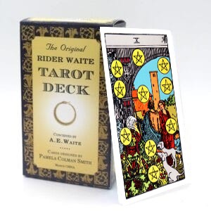 Ten of Pentacles meaning for upright and reversed positions using the Rider-Waite tarot deck.