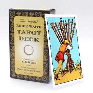 Ten of Wands meaning for upright and reversed positions using the Rider-Waite tarot deck.